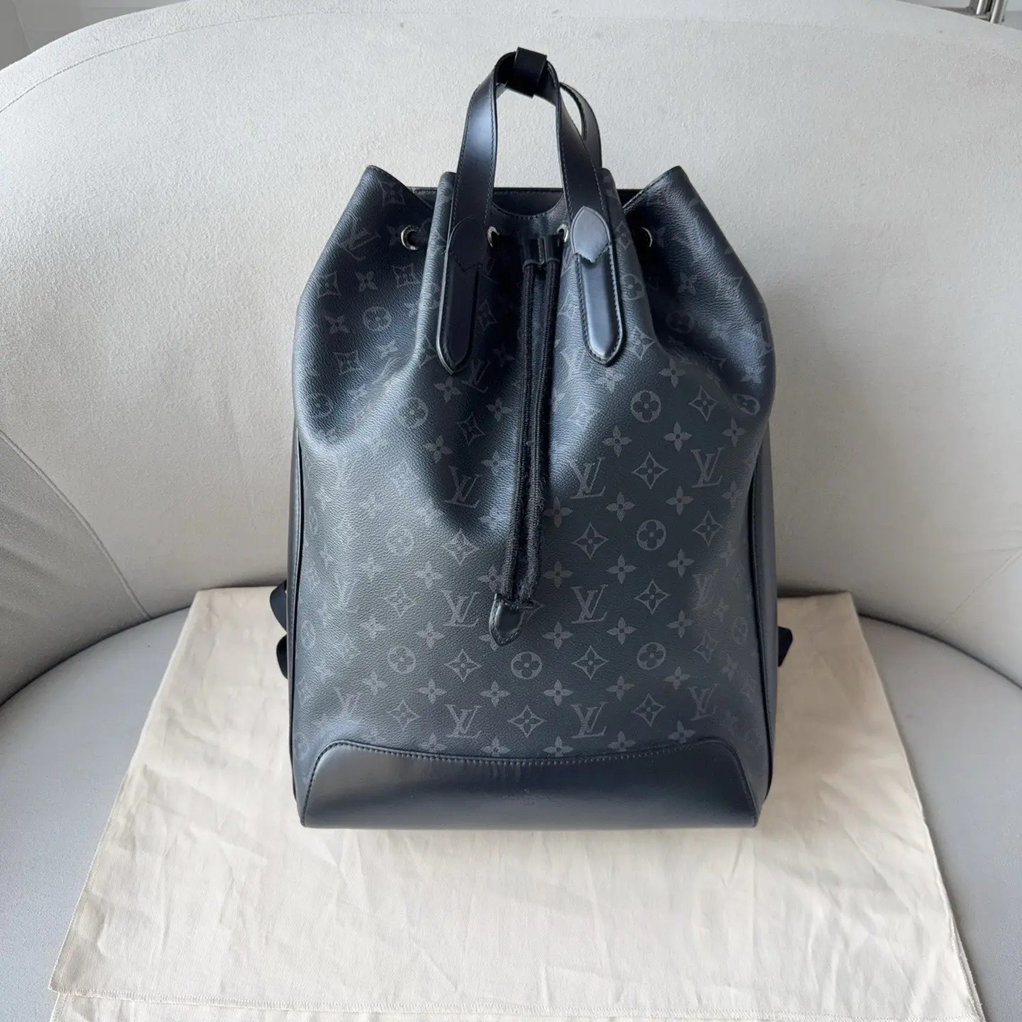Authentic Sleek LV Eclipse Backpack Crafted Black… - image 1