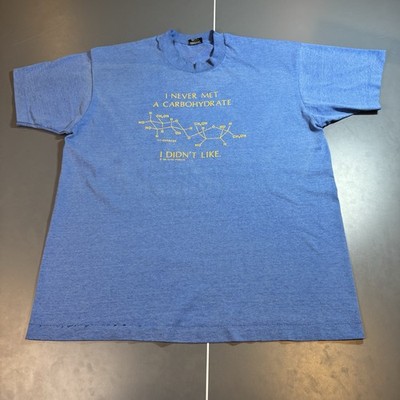 Vintage Science Carbohydrate Molecule T Shirt XL Blue Single Stitch USA 80s Carb