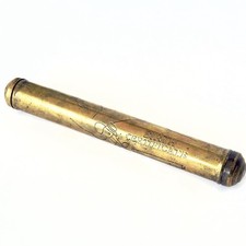 Vintage Brass Birth Certificate Holder Tube Stork Baby Keepsake Document Case