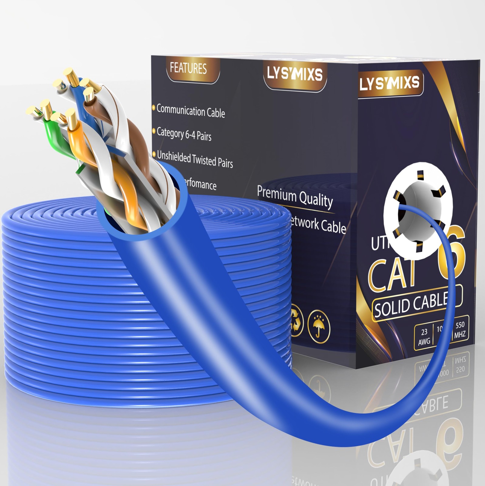 1000ft Cat6 Ethernet Cable 23AWG 1000MHz High-Speed Network Cable for Reliable Connectivity