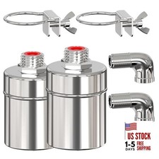Stainless Steel Automatic Water Level Control Float Valve, 2-Pack, side water