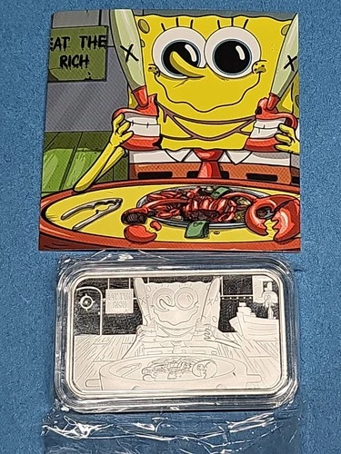 Eat The Rich “SpongeBobs REVENGE ” 1 Oz PROOF Finish Silver Bar Mintage 400