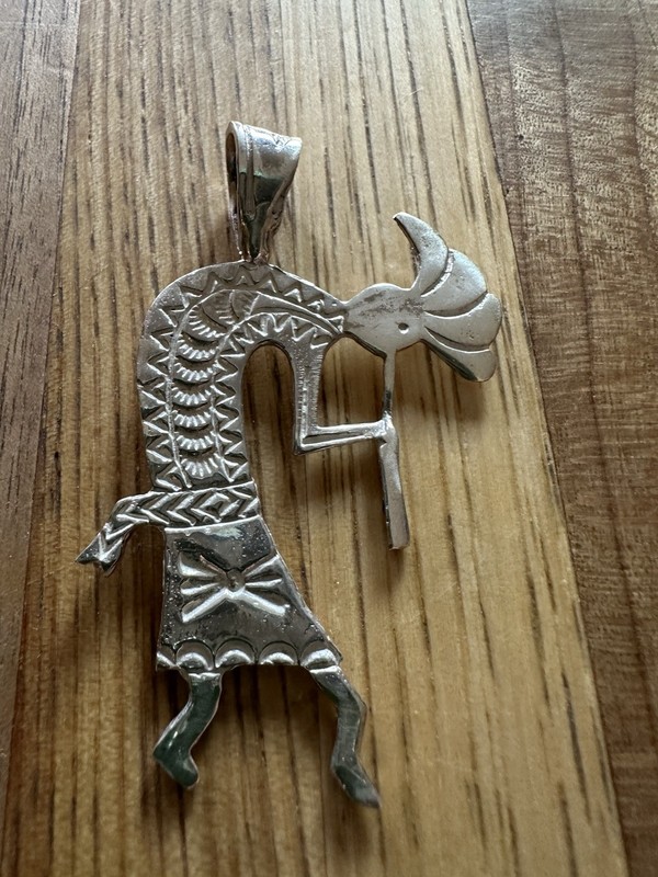 Estate Native American Signed Sterling Silver 2” Kokopelli Pendant (7.07 Grams)