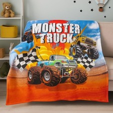 Monster Truck Blanket Winter Truck Plush Throw Blanket Soft Fleece Gift for W...