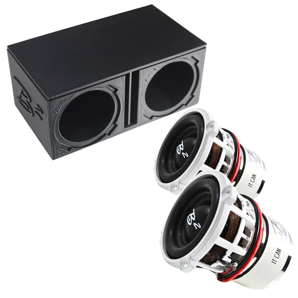 Dual Ported Subwoofer Box Enclosure w/2x B2 Audio Rampage RC2 2" Mini Subwoofers - image 2 of 4