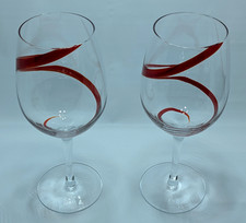 Pier 1 RED SWIRL Wine Water Goblet 9 Tall 16 ...