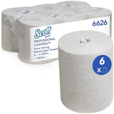 Scott  6626 Rollenhandtuch Control  - 1-lagig, weiß, 6 Rollen à 300 m, weiß, Ext