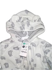 Carter's Bath Robe with Belt and Hoodie with Ears, White  Gray, Size 0-9mth NWT