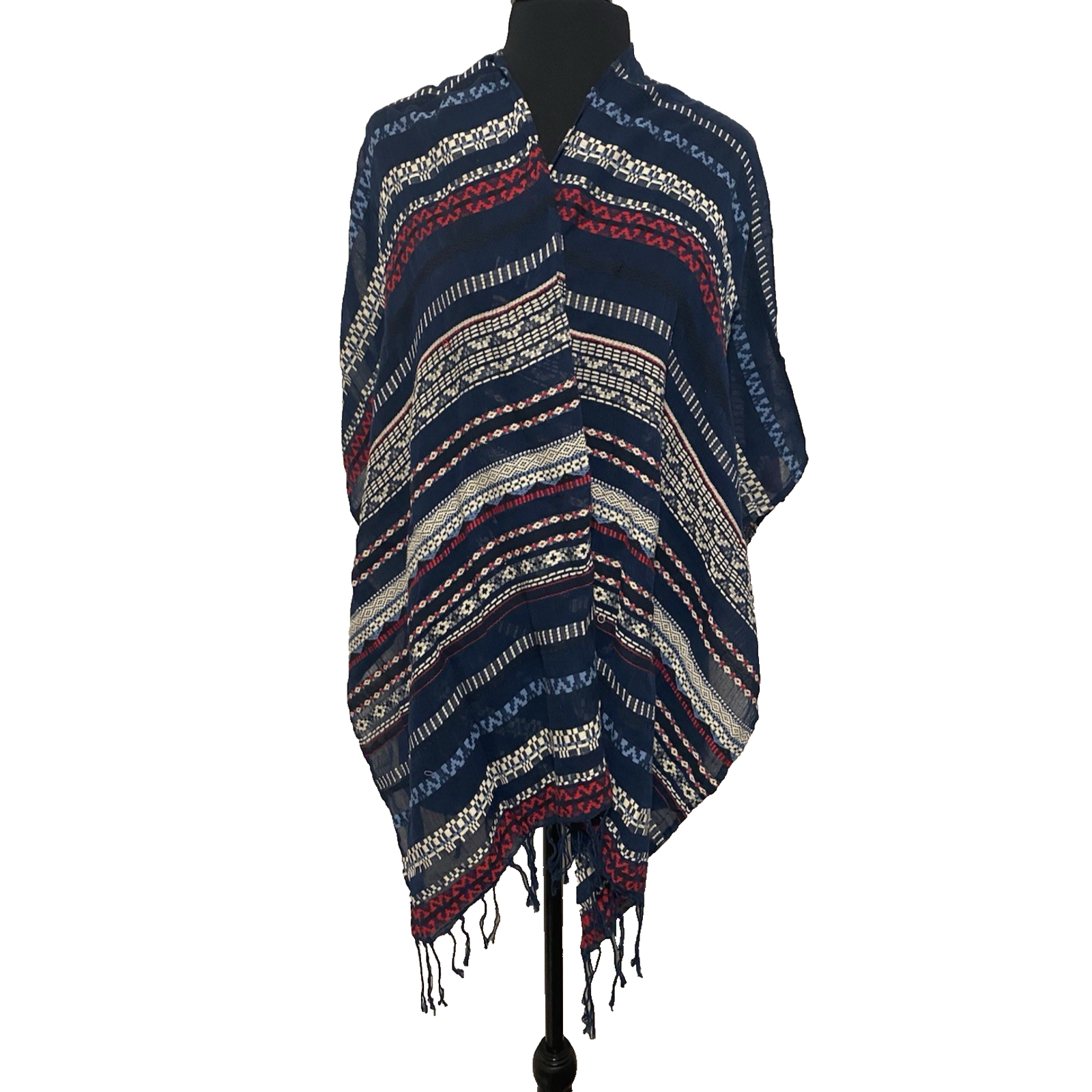 American Eagle Outfitters Poncho OS Aztec Southwestern Fringe Festival Shawl