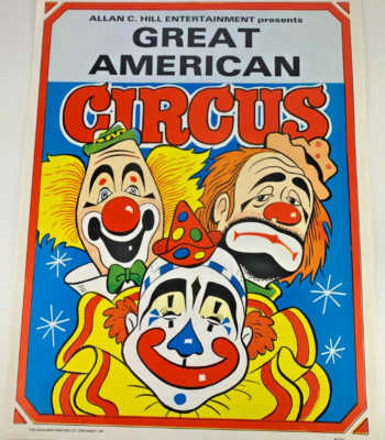 Great American Circus Vintage Advertisement Poster Carnival Clowns WC