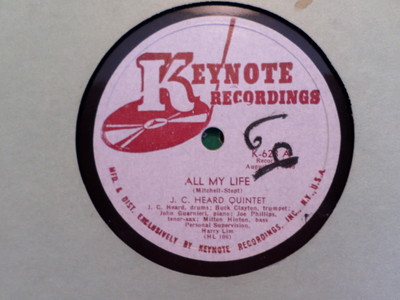 KEYNOTE 78 RECORD 623/J.C. HEARD QUINTET/GROOVIN WITH JC/ALL MY LIFE/ VG+ JAZZ