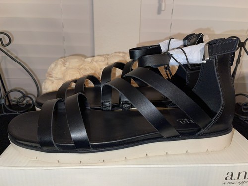 a.n.a Natalia, Black Gladiator Ankle Strap Sandals Women's Size 11 New In Box - Picture 12 of 12
