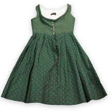 VTG Kibek Dress Womens 42 Green Red Print 5 ButtonsOktoberfest Cosplay Halloween
