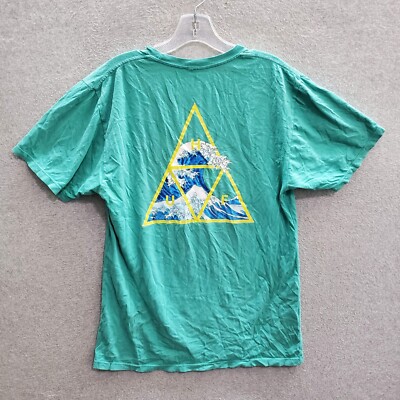 Huf Men T-Shirt Medium Green The Great Wave Logo Graphic Short