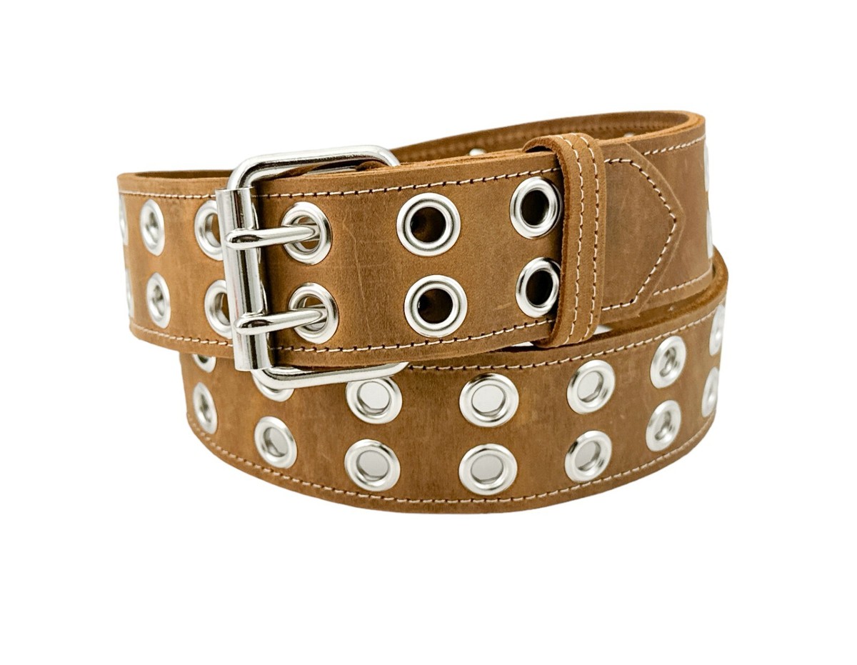 5MM THICK DOUBLE LEATHER EYELET GROMMET WORK BELT 