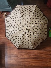 Pierre Cardin Wood Handled "P" Monogram Umbrella Vintage 1970s u-5A