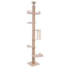Wooden Floor to Ceiling Cat Tree Tower Natural Sisal Rope Scratching Post