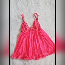Victoria Secret Neon Pink Babydoll Lingerie Size M