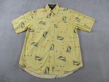Tommy Hilfiger Shirt Mens Small Yellow All Over Print TH85 Nautical Sailboat