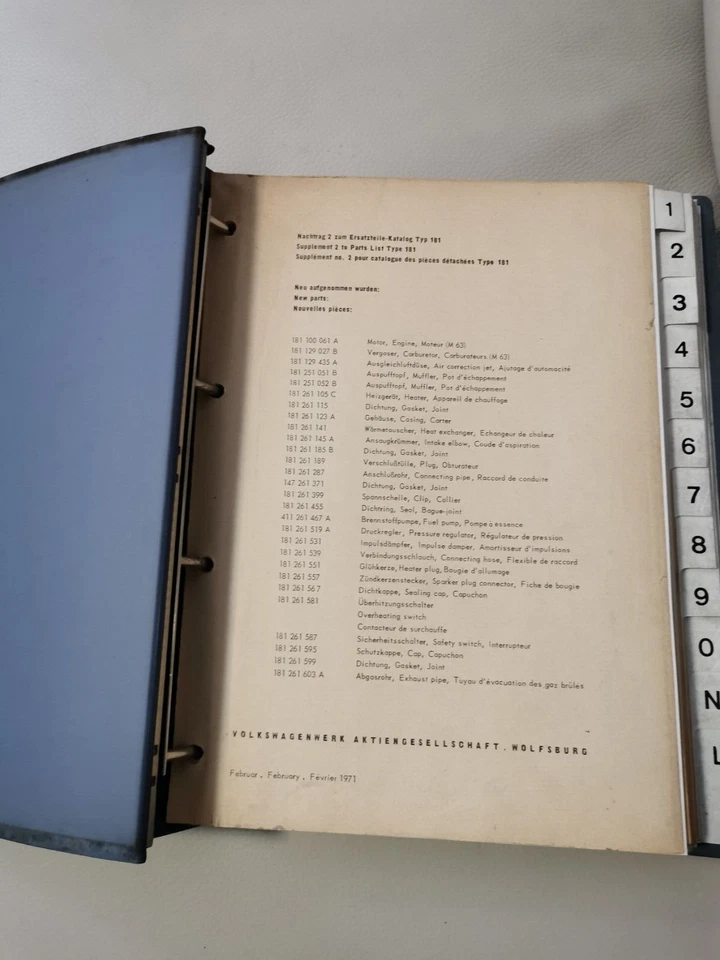 VW 181 PESCACCIA. MANUALE RICAMBI ORIGINALE IN TRE LINGUE - Immagine 3 di 4