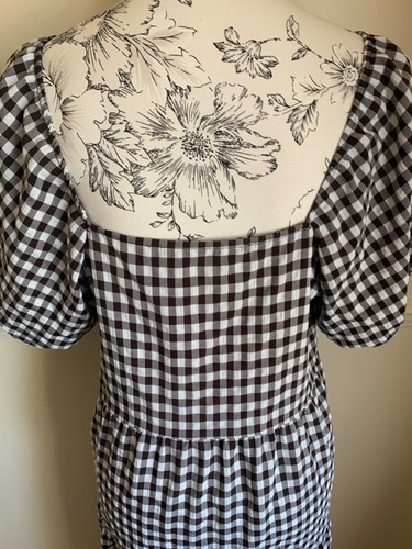 Summer maxi dress gingham loose fit with puff sleeves generous 12 Boho Gypsy - Picture 6 of 8