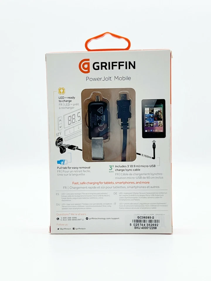 Griffin Fast Charge Compact Car Charger + Cable for Apple iPhone Samsung Huawei - Image 2 of 3