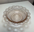 Vintage 9 1/2" Pink Depression Glass Old Colony Open Lace Edge Serving Bowl