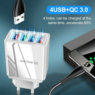 4 USB Fast Charger 3.1A Quick Charge PD Type-C Power Adapter for Phone Tablet