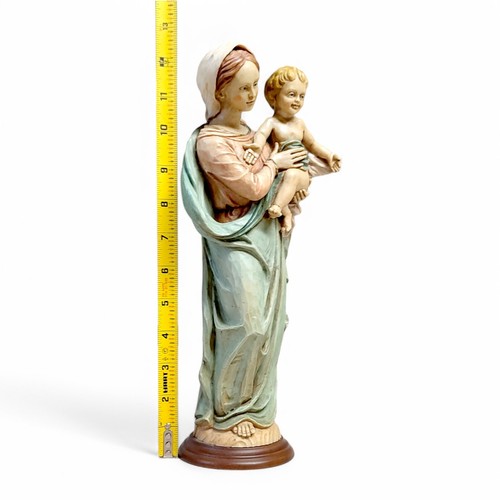 Vintage Italian Madonna & Child Jesus Statue 12.5” Christian Religious Sculpture - Picture 10 of 13