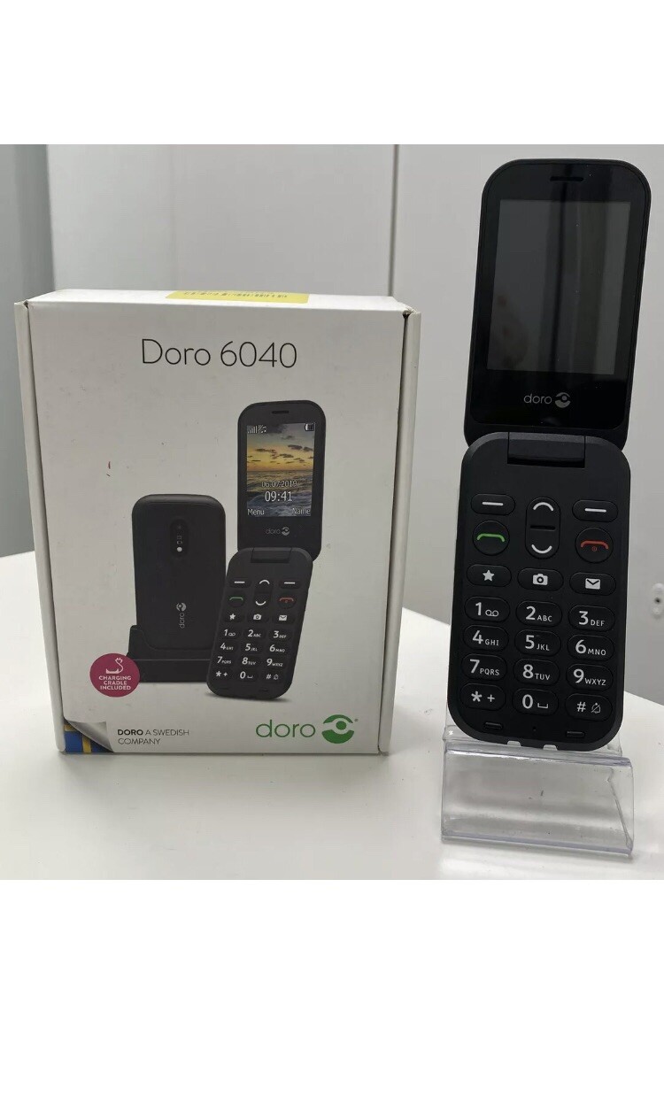 Doro 6040 Dual Sim Card & Micro Sd Camera Mobile Phone Black Unlocked