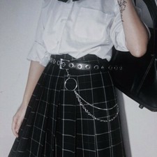 Mujer Dama PU Metal Cadena Cintura Cinturón Correa Gótico Rocker Punk Retro Lolita