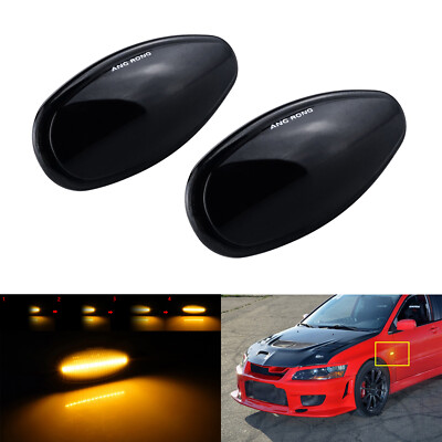 2X LED Seitenblinker Smoke Schwarz für Mitsubishi Lancer Evolution 7 8 Pajero GT