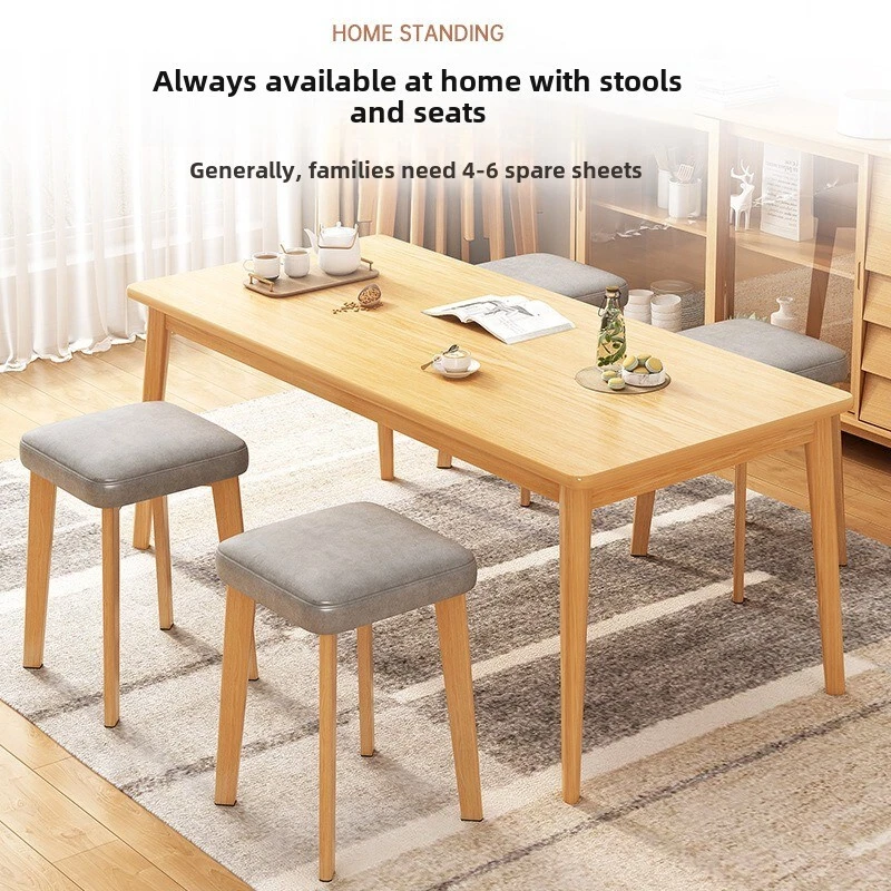 Household living room solid wood stools, stackable square stools, balcony chairs - Image 2 of 4