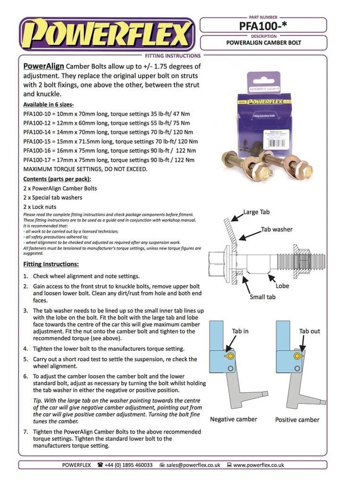 Per VW Polo 6N 1995-2002 Kit bulloni camber PowerFlex PowerAlign - Immagine 2 di 3