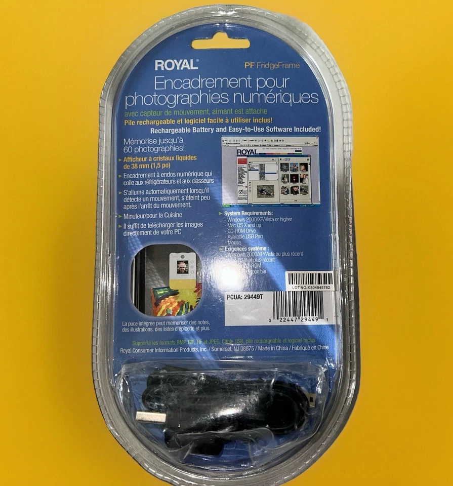 Royal Digital Photo Frame w/Motion Sensor, Magnet & Clip Holds 60 Pictures, New - Image 2 of 2