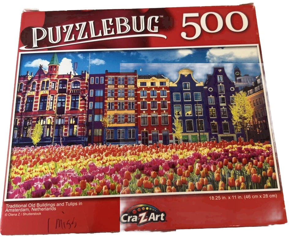 Puzzle Bug, Traditional Old Buildings and Tulips in Amsterdam, Puzzle, 500 Pcs - Image 2 of 3