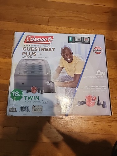 Coleman GuestRest 18" Double-High Airbed w/Rechargeable Pump, TWIN New In Box - Picture 2 of 4