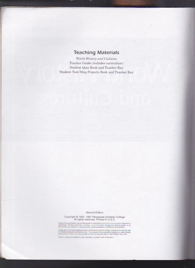 abeka World History & Cultures 10 Quiz Key 2nd Ed. Teacher Key #57282001 VG Foto 4 de 4
