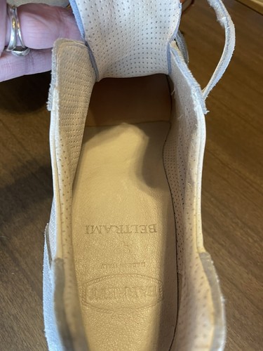 Mocasines Beltrami de cuero con gancho y bucle para mujer 7,5-38,5 Italia azul blanco dinero nuevos - Imagen 9 de 12
