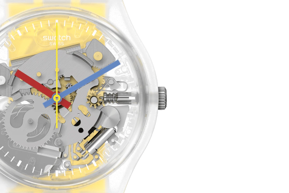 Swatch GE291 Clearly Yellow Striped Gent Watch