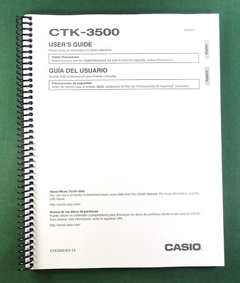 Casio CTK-3500 Instruction Manual: 40 Pages Coil Bound & Protective Covers!