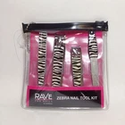 Rave For Nails Zebra Nail Kit - Tweezer, Toenail Nail Clipper, Nail File, Pouch