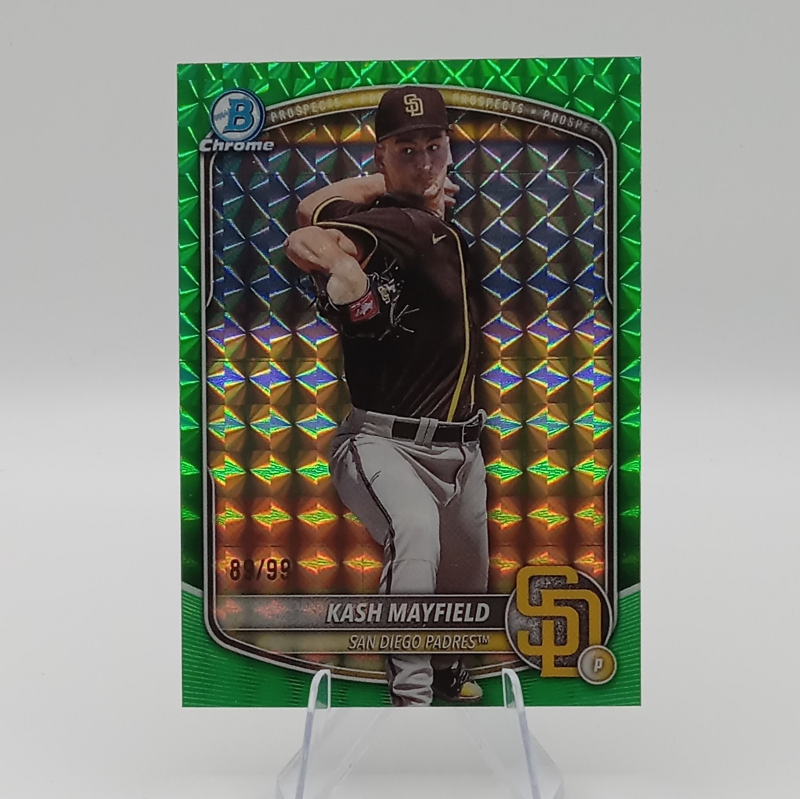 2025 Bowman Draft Kash Mayfield #BDC-95 Green Geometric Refractor /99 Padres