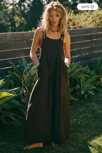 Free People Sun-Drenched Overalls - Chocolate Torte