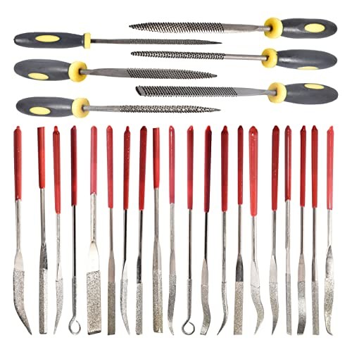 26Pcs Needle File Set, 6Pcs 140mm Wood Rasp Hand Metal File Tools ...