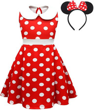 Vestito Costume Minnie Mouse Con Cerchietto per Bambini, Vestito Da Festa Di Com