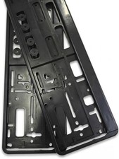 2 x Plain Number Plate Holders & Surround Frames Black ? Front & Rear | Universa