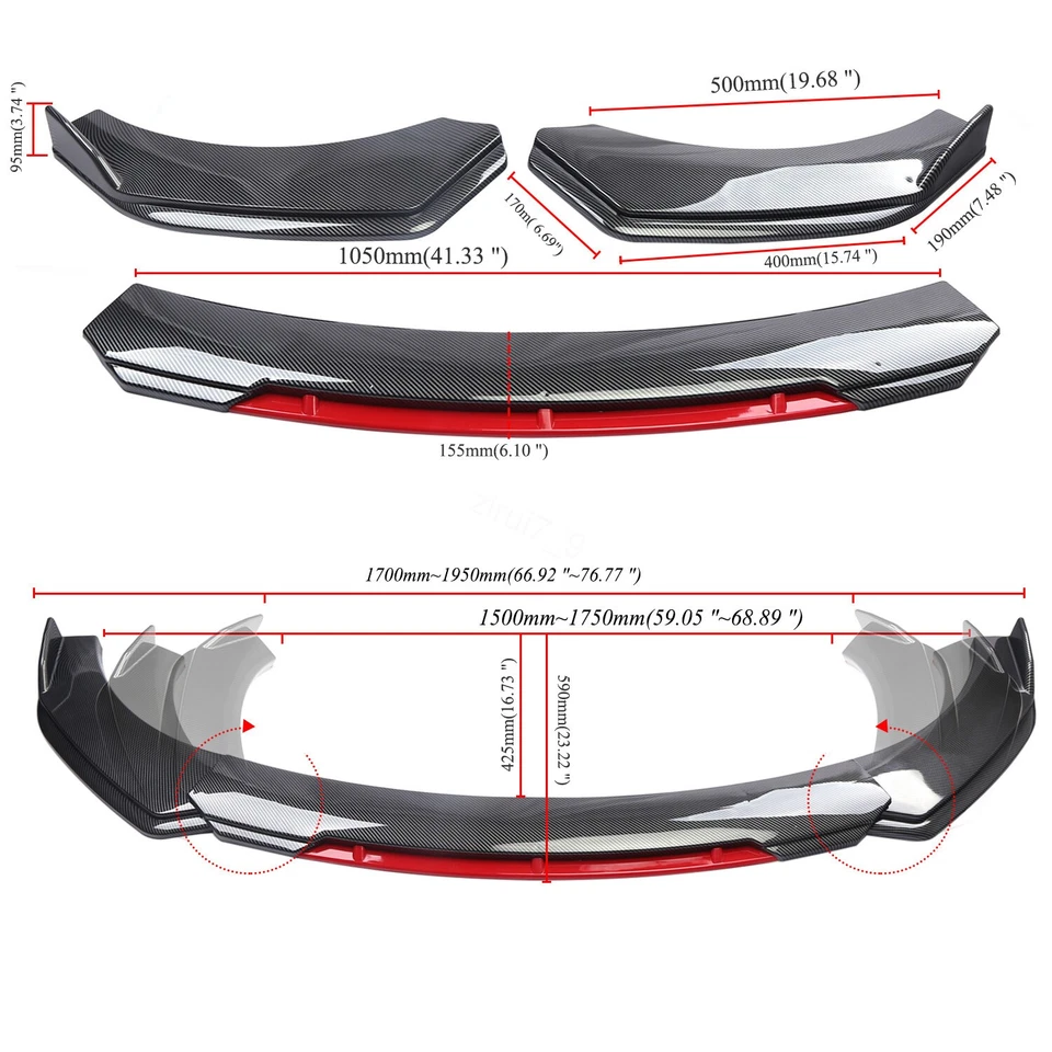 Carbon Fiber Style Front Bumper Lip Spoiler Splitter For Mercedes Benz A180 A200 Foto 2 de 4