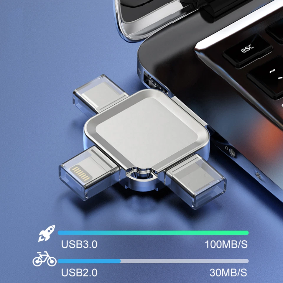 2T/1T Flash Drive 4IN1 USB3.0 Memory Photo Stick for iPhone Android iPad Type C - Image 3 of 4