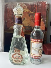 Vintage Vodka Bottle Lot – Smirnoff Imperial Recipe & Stolichnaya Russian Vodka